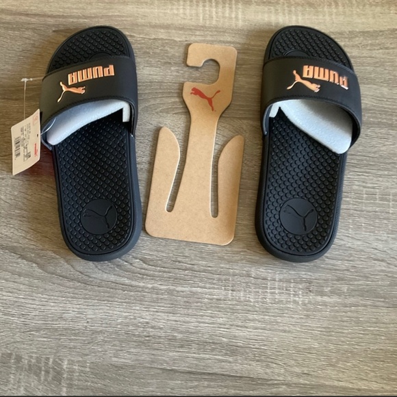 Puma Shoes Puma Slide Sandals Black Rose Gold Nwt Poshmark